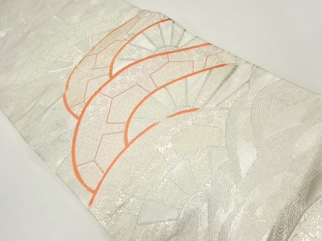 リサイクル　波車に花模様織り出し袋帯